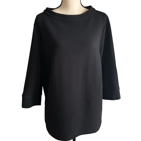 Talbots Top Black Ottoman Knit Funnel Neck Three Quarter Sleeve size 2X Petite - Picture 1 of 16